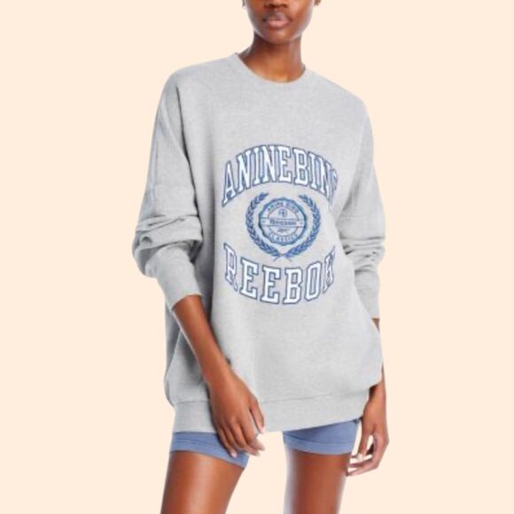 Anine Bing Reebok Oversized Varsity Sweatshirt - Picture 1 of 8
